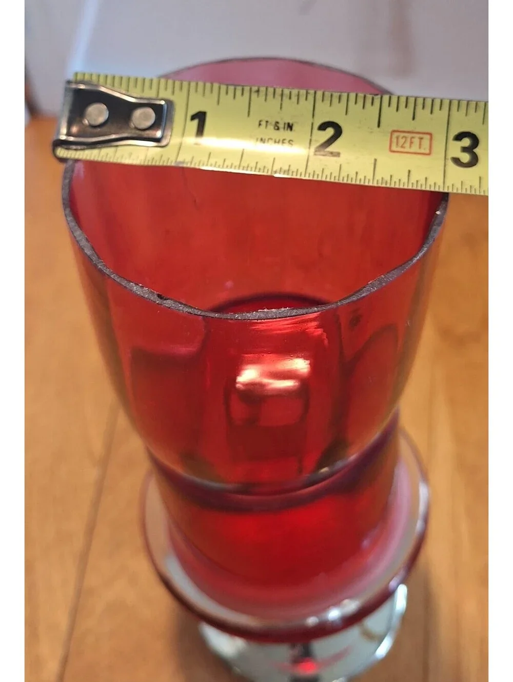 Anthropologie Mini Red Cake Stand Glass Candle (Used) 6.5